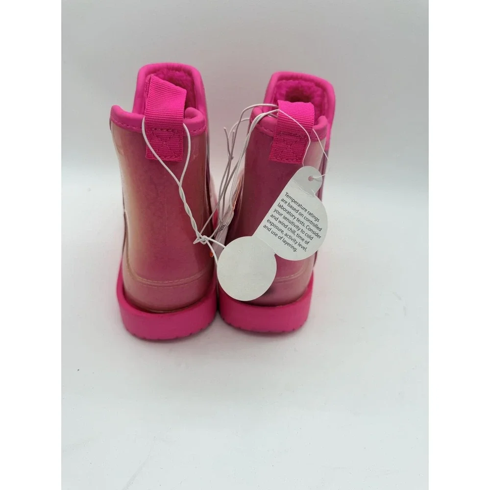 Wonder Nation Snow Boots Shoes Kids Size 10 Pink Pull On Star Fleece Winter